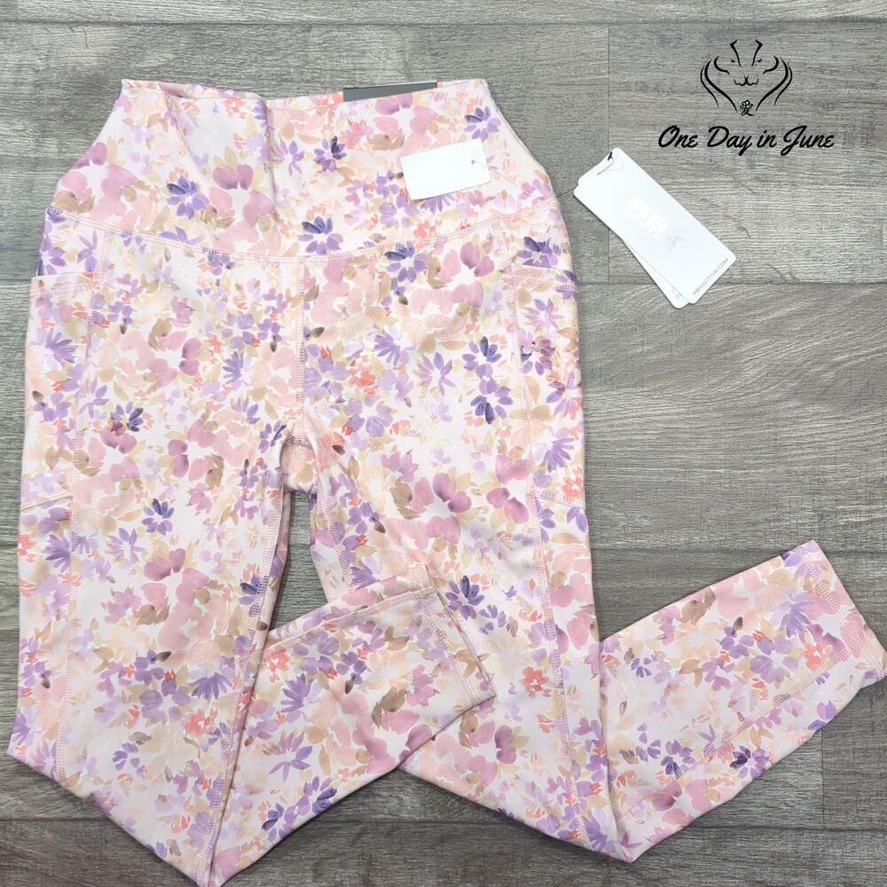 RBX Performance Delicate Ditsy Ankle Length High Waisted Yoga Pants Size M